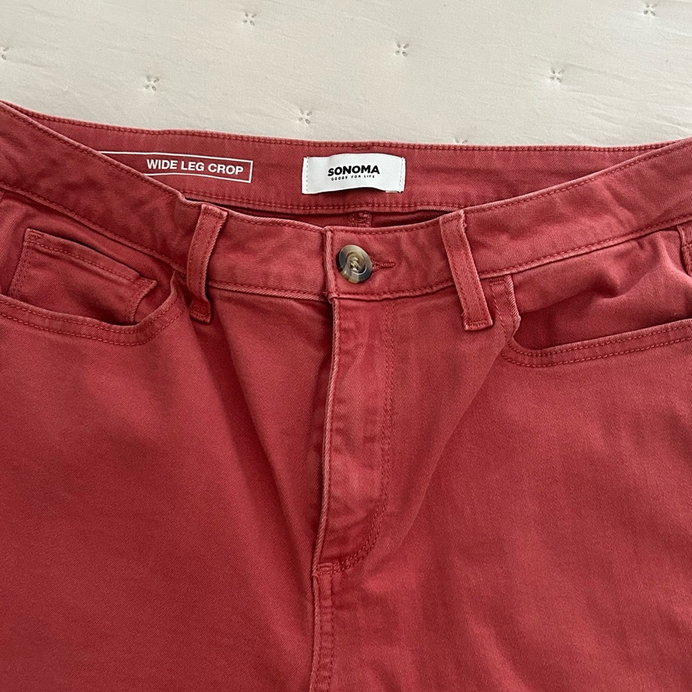 Sonoma Ankle Length Frayed Hem Cape Cod Red Jean